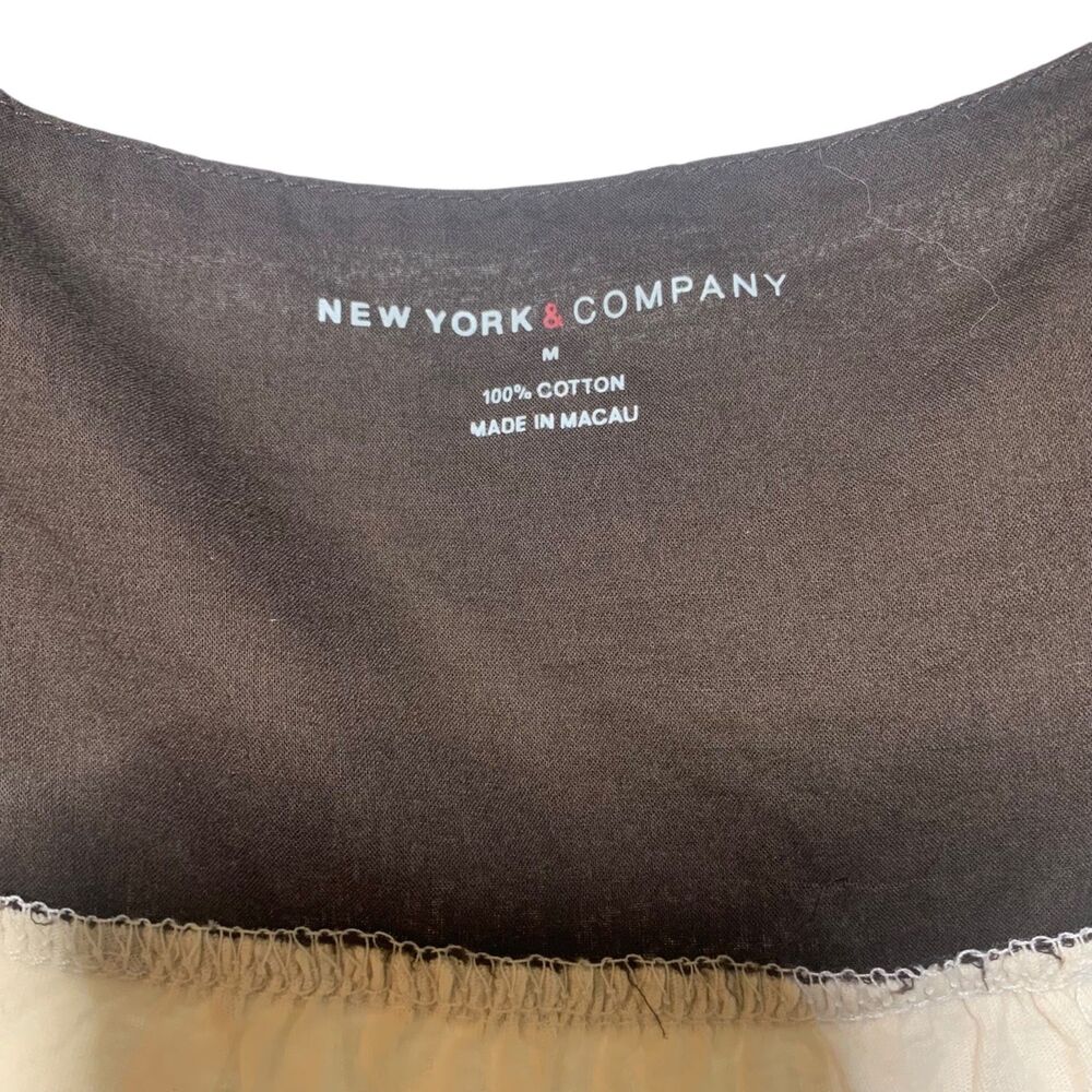 New York and Company Womens Brown and Cream Tank Top M Beadwork Boho Western - Picture 3 of 4